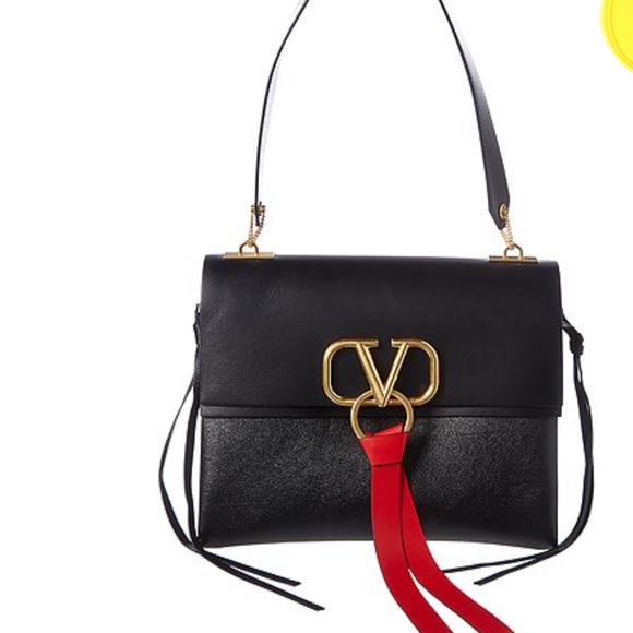 Valentino V-Ring Medium Leather Shoulder Bag - Picture 1 of 15